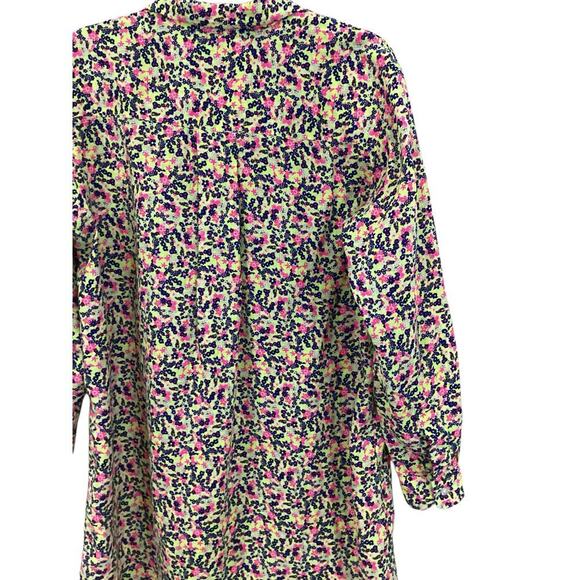 Frank & Eileen Hunter Linen Button Front Shirtdress Neon Floral Size Small - Picture 9 of 16